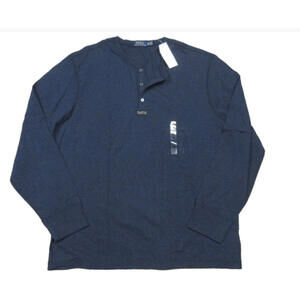 Polo Ralph Lauren Men's Navy Cotton Long Sleeve Henley T-Shirt 2XL NWT